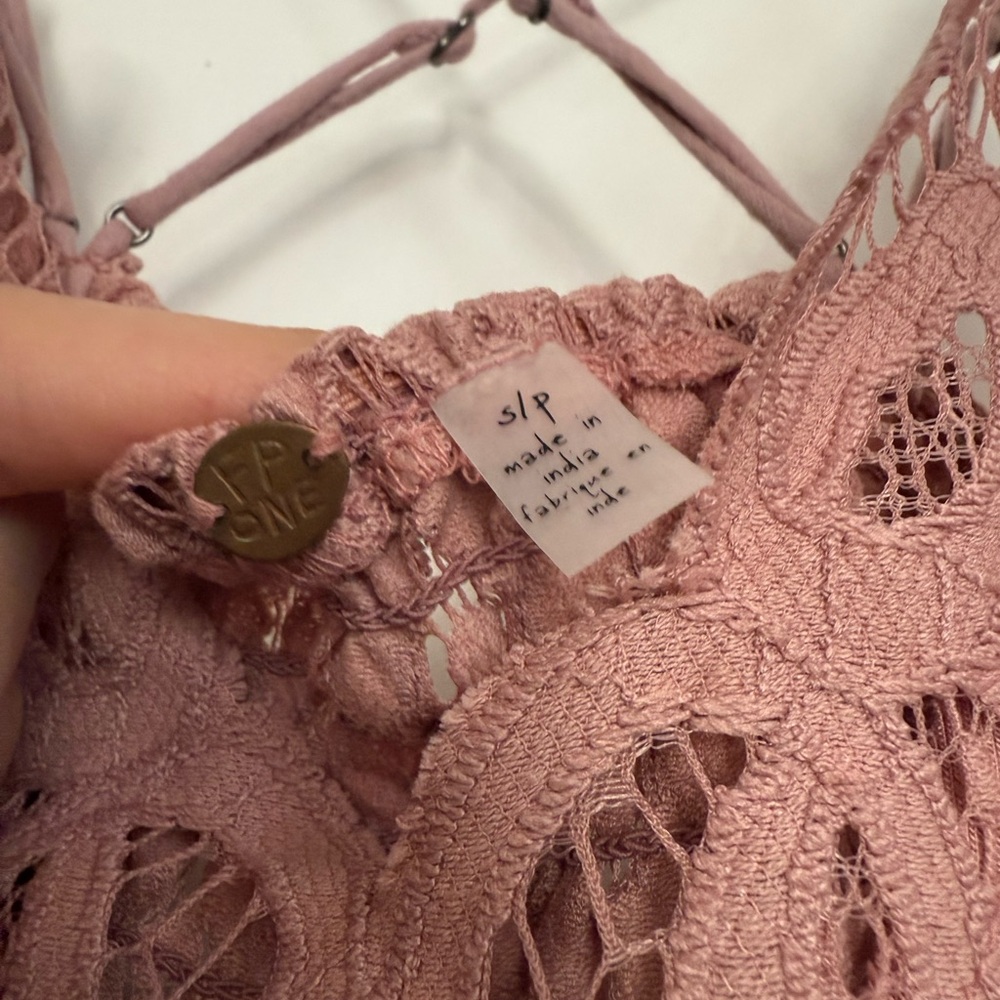 Free People Adella Lace Boho is Slip Dress in Mauve Size Small - Picture 4 of 5